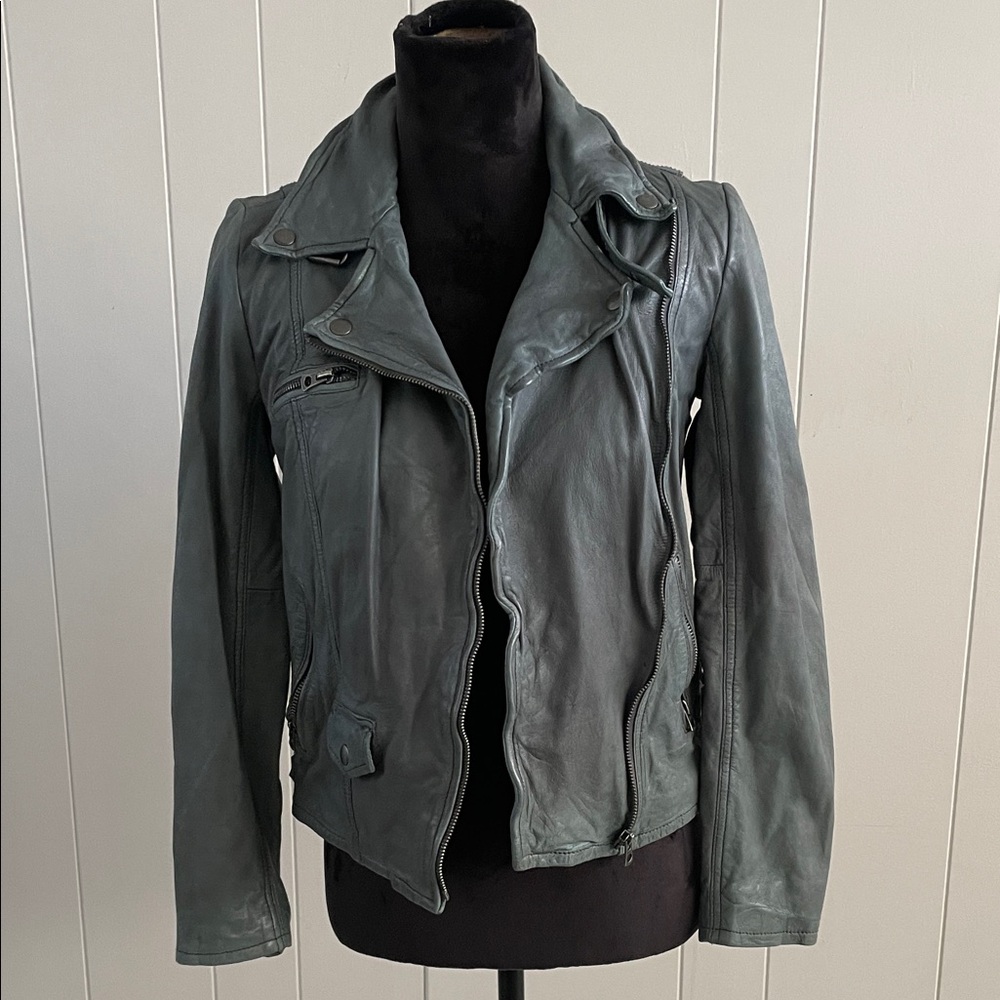 Lucky Brand Dark Green Leather Jacket